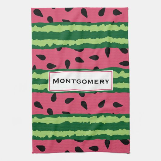 Cute Watermelon Pattern Pink & Green Theedoek (Verticaal)