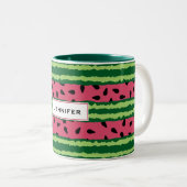 Cute Watermelon Pattern Pink & Green Tweekleurige Koffiemok (Voorkant rechts)