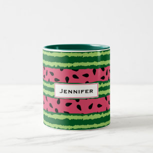 Cute Watermelon Pattern Pink & Green Tweekleurige Koffiemok