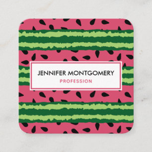 Cute Watermelon Pattern Pink & Green Vierkante Visitekaartje