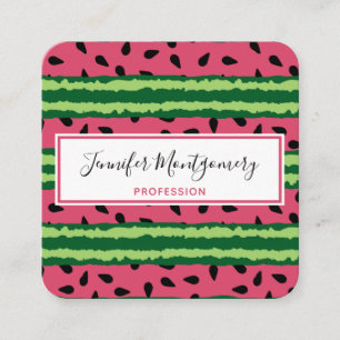 Cute Watermelon Pattern Pink & Green Vierkante Visitekaartje