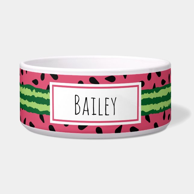 Cute Watermelon Pattern Pink & Green Voerbakje (Voorkant)