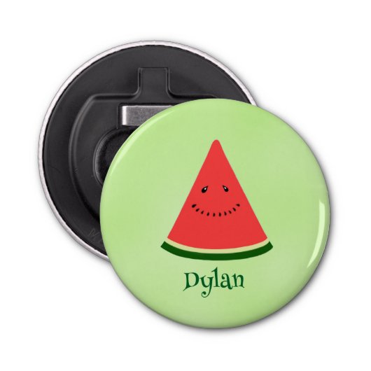 Cute Watermelon Personalized Button Bottle Opener (Voorkant)