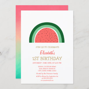 Cute Watermelon Rainbow Invitation Anniversaire