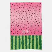 Cute Watermelon Rind en Zaden, gepersonaliseerd Theedoek (Verticaal)