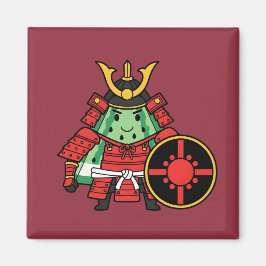 Cute Watermelon Shogun Samurai Warrior Illustratio Magneet
