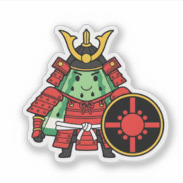 Cute Watermelon Shogun Samurai Warrior Illustratio Sticker