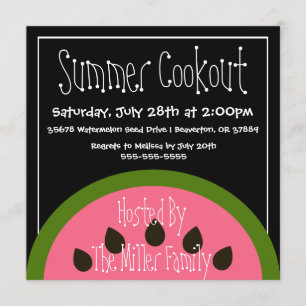 Cute Watermelon Summer BBQ Cookout Uitnodiging