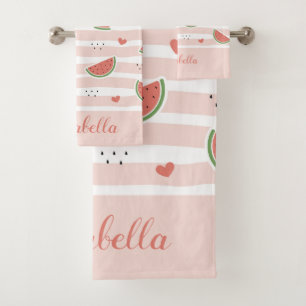 Cute Watermelon Sur Pink Stripes Motif Personnalis