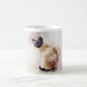 Cute Waterverf Abstract Siamese Cat Koffiemok