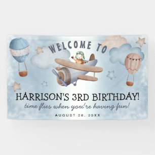 Cute Waterverf Airplane Boy Birthday Party Spandoek