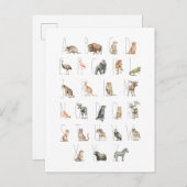 Cute Waterverf Animal Alphabet Briefkaart (Voorkant / Achterkant)