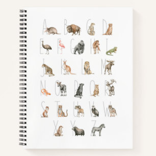 Cute Waterverf Animal Alphabet Notitieboek