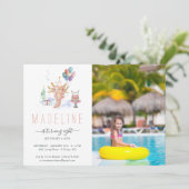 Cute Waterverf Axolotl Birthday Party Photo Invit Kaart (Staand voorkant)