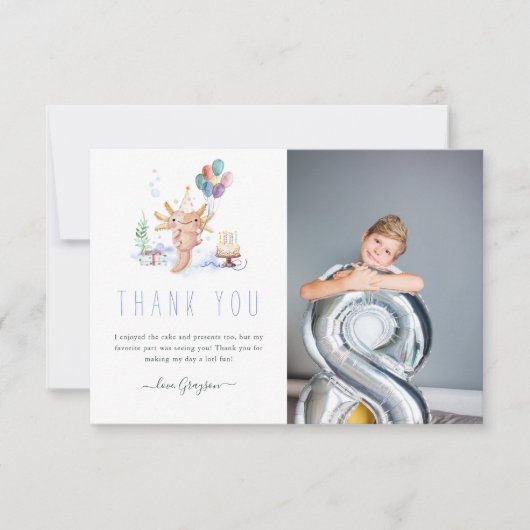 Cute Waterverf Axolotl Hartelijk dank Bedankkaart (Voorkant)