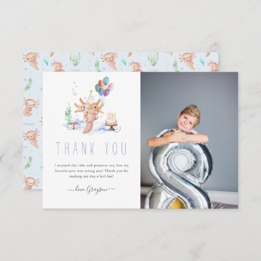 Cute Waterverf Axolotl Hartelijk dank Bedankkaart (Voorkant / Achterkant)