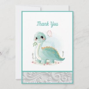 Cute waterverf Baby Dinosaur Green Bedankkaart