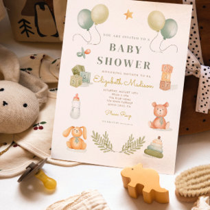 Cute Waterverf Baby Toys Baby shower Kaart