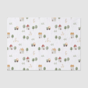 Cute Waterverf Boerderij Patroon Tissuepapier