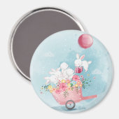 Cute Waterverf Bunnies Magnet Magneet (Voorkant / Achterkant)