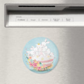 Cute Waterverf Bunnies Magnet Magneet (Insitu (Vaatwasser))