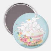 Cute Waterverf Bunnies Magnet Magneet (Voorkant / Achterkant)