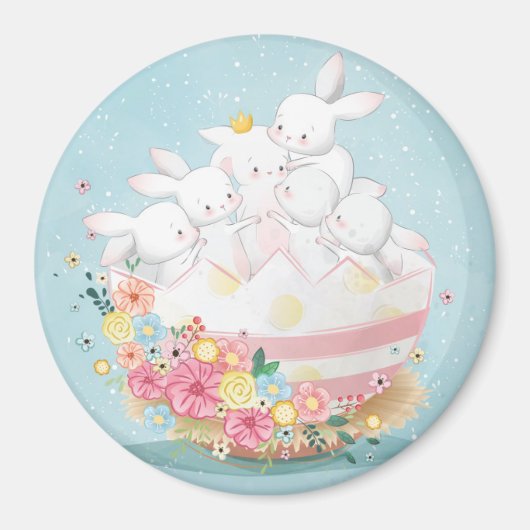 Cute Waterverf Bunnies Magnet Magneet (Voorkant)