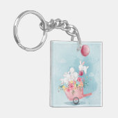 Cute Waterverf Bunnies Sleutelhanger (Voorkant Links)