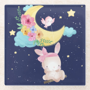 Cute Waterverf Bunny Glass Onderzetter