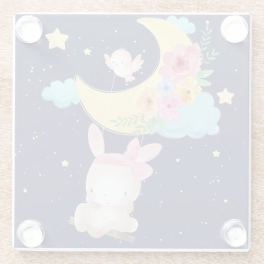 Cute Waterverf Bunny Glass Onderzetter Glazen Onderzetter (Achterkant)