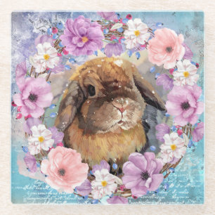 Cute Waterverf Bunny Glazen Onderzetter