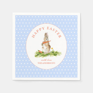 Cute waterverf Bunny Happy Paaspapier Napkin Servet