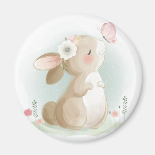 Cute Waterverf Bunny Magnet Magneet