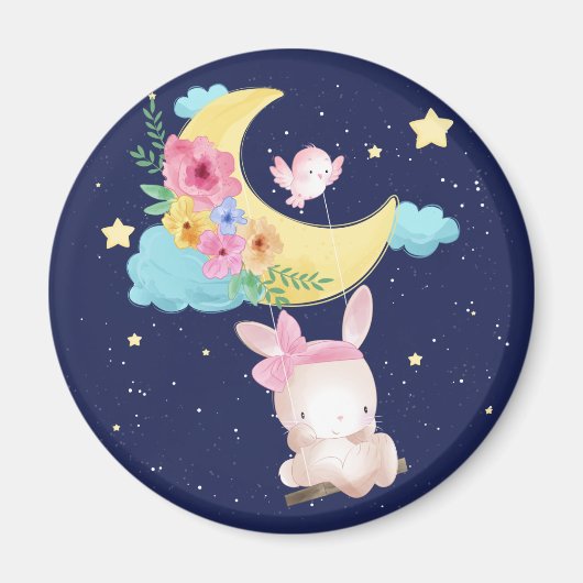 Cute Waterverf Bunny Magnet Magneet (Voorkant)