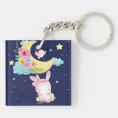 Cute Waterverf Bunny Sleutelhanger (Achterkant)