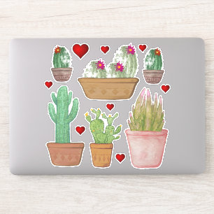 Cute Waterverf Cactus in Clay Pots Vinyl Sticker