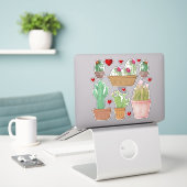 Cute Waterverf Cactus in Clay Pots Vinyl Sticker (Laptop op bureau)