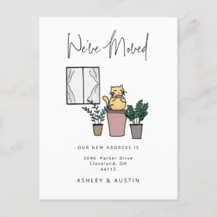 Cute Waterverf Cat Fun We hebben New Home Annou ve Briefkaart