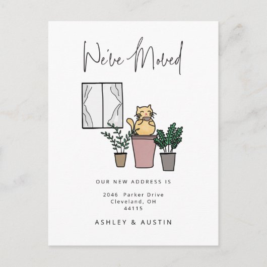 Cute Waterverf Cat Fun We hebben New Home Annou ve Briefkaart