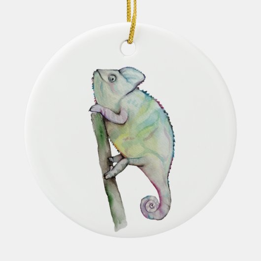 Cute waterverf chameleon keramisch ornament (Voorkant)