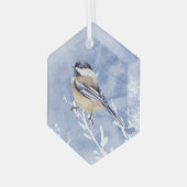 Cute Waterverf Chickade Bird Painting Art Glas Ornament (Voorkant links)
