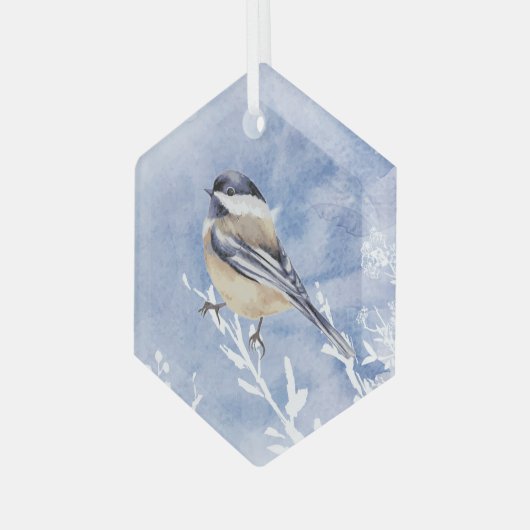 Cute Waterverf Chickade Bird Painting Art Glas Ornament (Voorkant links)