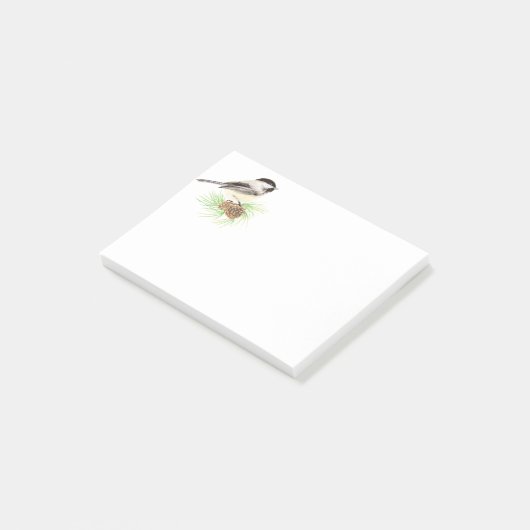 Cute Waterverf Chickadee Bird Pine Tree Post-it® Notes (Schuin)