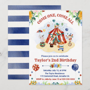 Cute Waterverf Circus Carnival Kinderen, Birthday Kaart