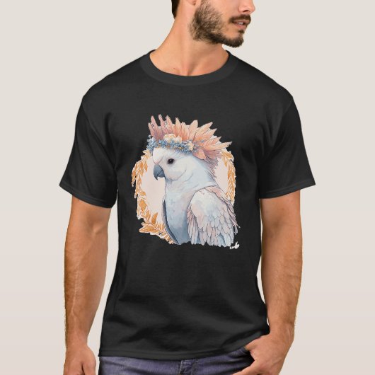 Cute Waterverf Cockato Parrot Bird Crown T-shirt (Voorkant)