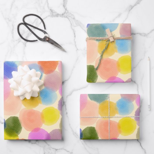 Cute Waterverf Confetti Circle Stippen Pattern Inpakpapier Vel (Voorkant)
