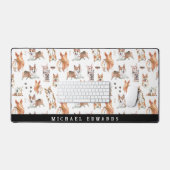 Cute Waterverf Corgi Dog Pattern Monogram Bureaumat (Keyboard & Muis)