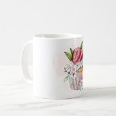Cute waterverf cupcake, aardbei, bloemen koffiemok (Voorkant links)