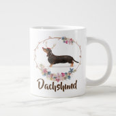 Cute Waterverf Dachshund Floral Kerstmis Extra Grote Beker (Rechts)
