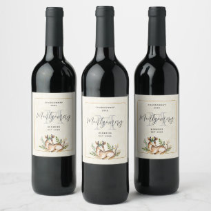Cute Waterverf Deer Laing Down Boho Wine Making Wijn Etiket